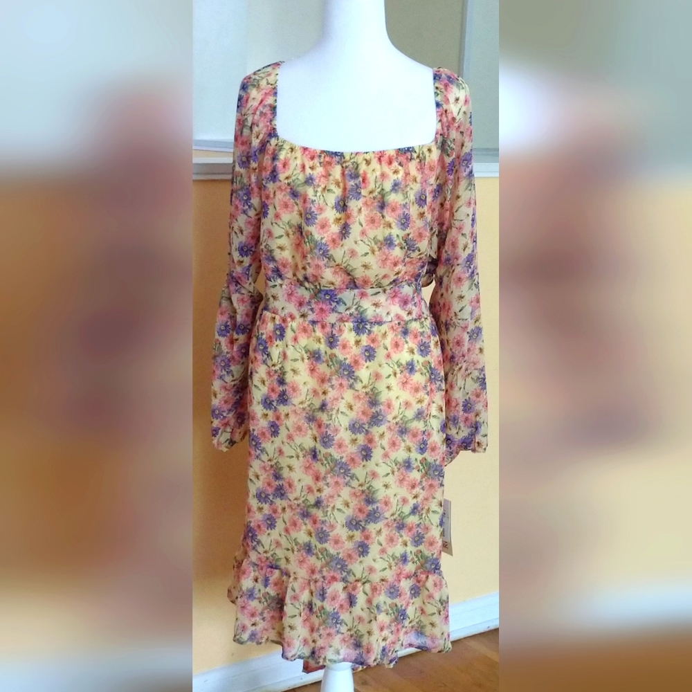 Rewind Mini Fit&Flare Floral Print Plus Size Open Tie-Back Sundress Size 3X NWT